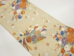 扇面花鳥紋織出し袋帯